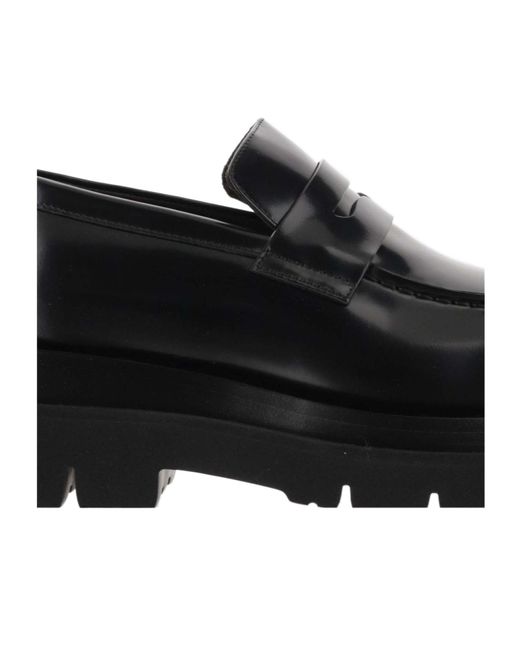 Bottega Veneta Black Chunky Slip-On Loafers