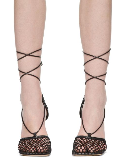 Bottega Veneta Black Stretch Leather-Trimmed Mesh Pumps