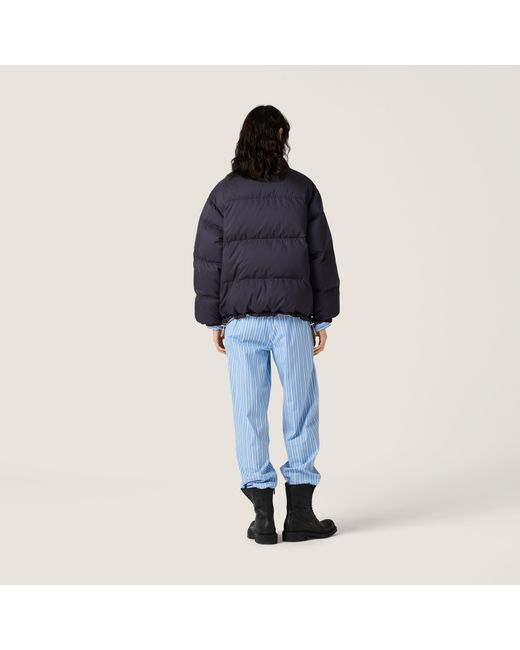 Miu Miu Blue Reversible Technical Pongé Down Jacket