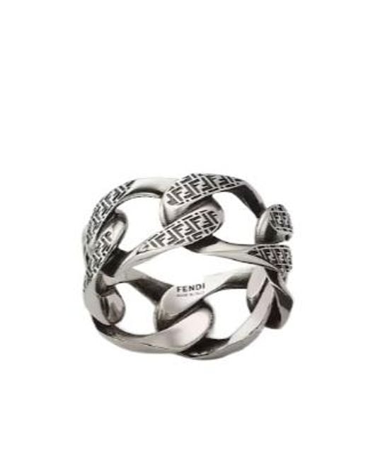 Fendi White Ff Ring for men