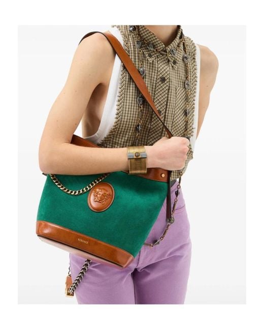 Versace Green Pivot Small Bucket Bag