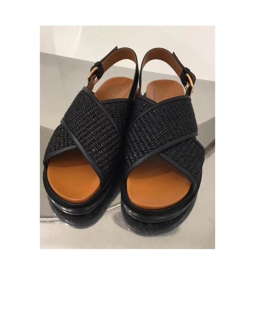 Marni Black Fussbett Cross-Strap Sandals