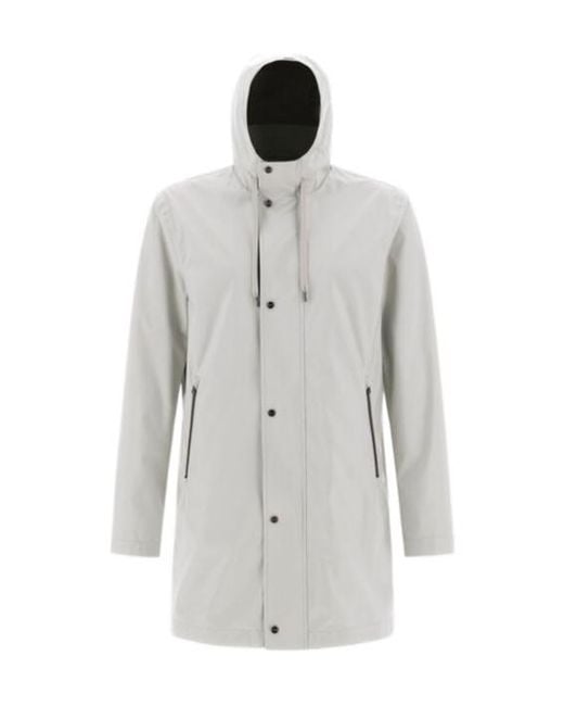 Herno White Long-Sleeved Parka Coat for men