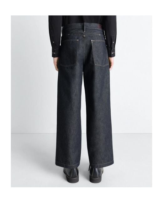 Lemaire Blue Logo Patch Tapered-Leg Jeans for men