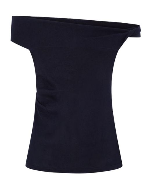arch4 Blue Off-Shoulder Top