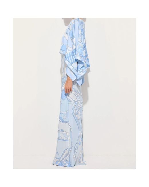 Emilio Pucci Blue Pucci Printed Strapless Maxi Dress
