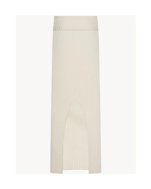 The Row White Ribbed Long Skirt