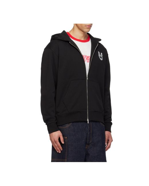 KENZO Black 'Lunar New Year' Embroidered Zip Up Hoodie for men