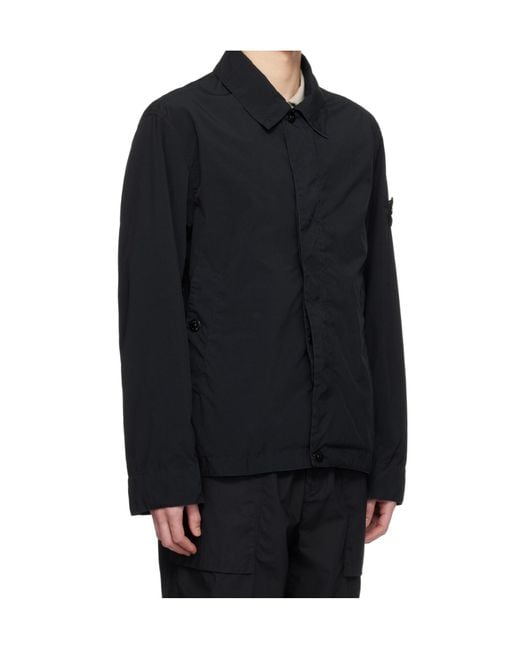 Stone Island Blue Touch Poly-Tc Logo Patch Jacket for men