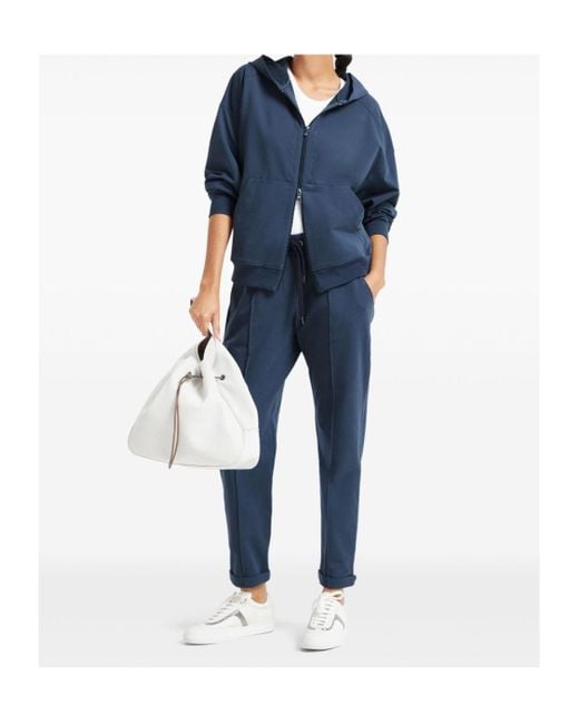Brunello Cucinelli Blue Monili-Embellished Hoodie