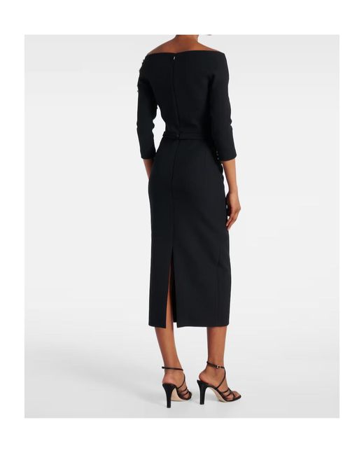 Safiyaa Black Linda Crystal-Embellished Midi Dress
