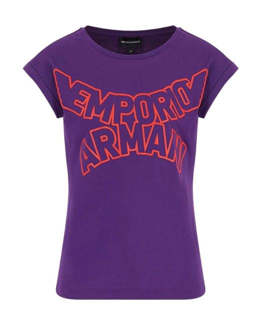 Emporio Armani Purple Logo Short-Sleeved T-Shirt