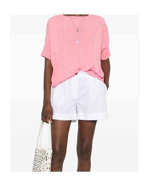 ERMANNO FIRENZE Pink Floral-Lace T-Shirt