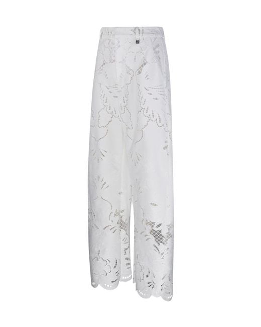 GIUSEPPE DI MORABITO White Broderie Wide-Leg Pants