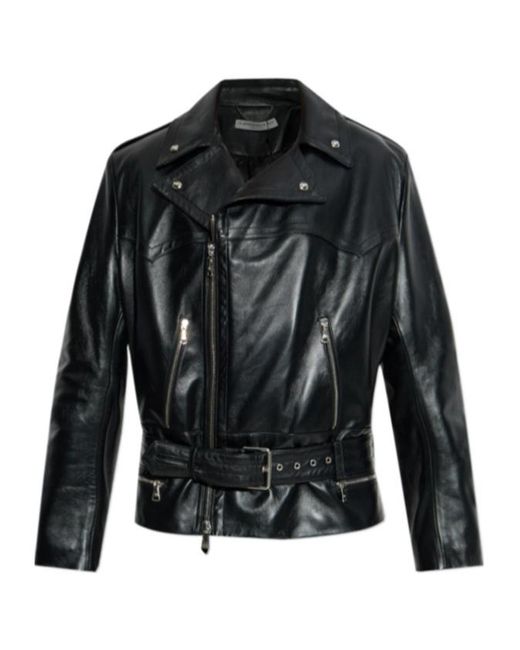 Alessandra Rich Black Long-Sleeved Leather Jacket