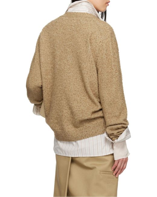 Maison Margiela Natural Long-Sleeved V-Neck Cardigan for men