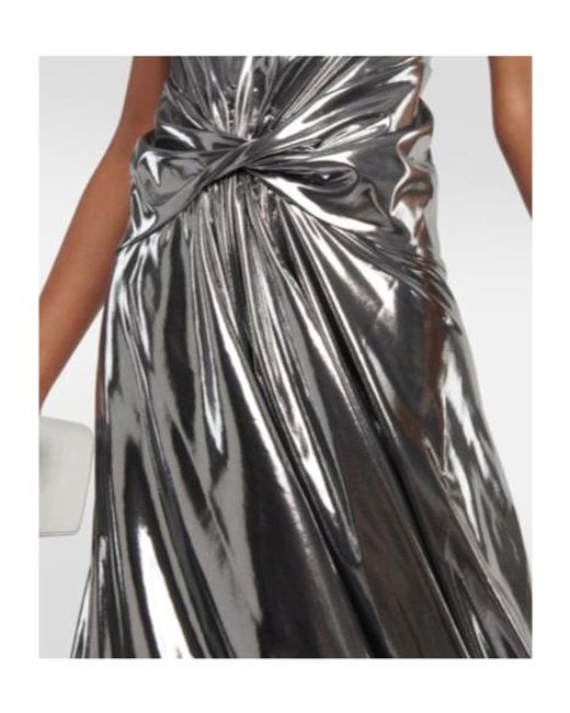 Alexandre Vauthier White Halterneck Metallic Midi Dress