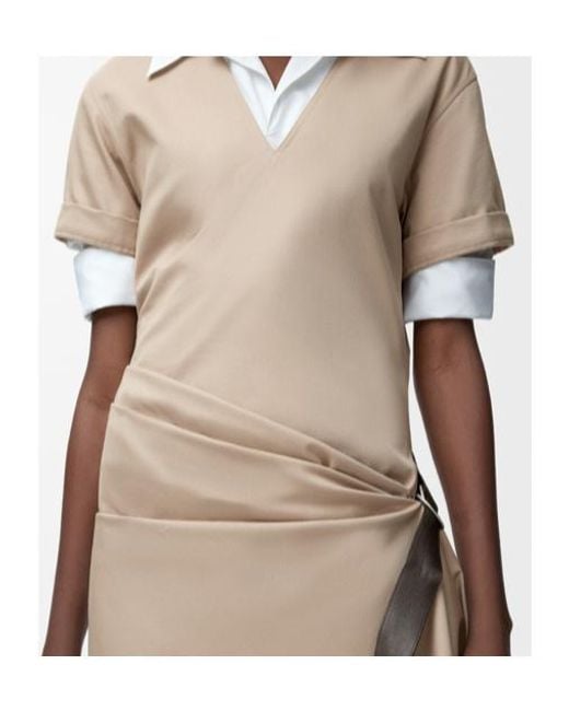 Loewe Natural V-Neck Asymmetric Belted Dress