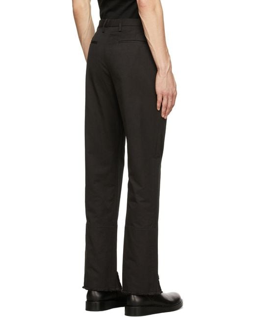 Dion Lee Black Split Fray-Trim Trousers for men