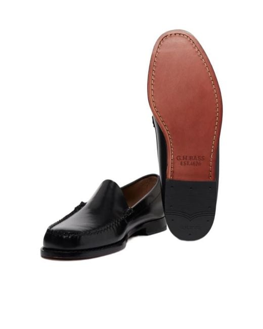 G.H.BASS Black Weejuns Leather Loafers for men