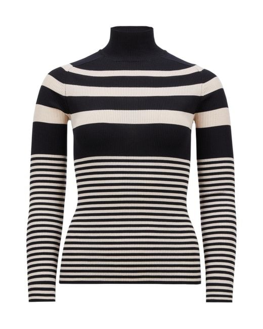 Moncler Black Turtleneck Striped Knit Jumper