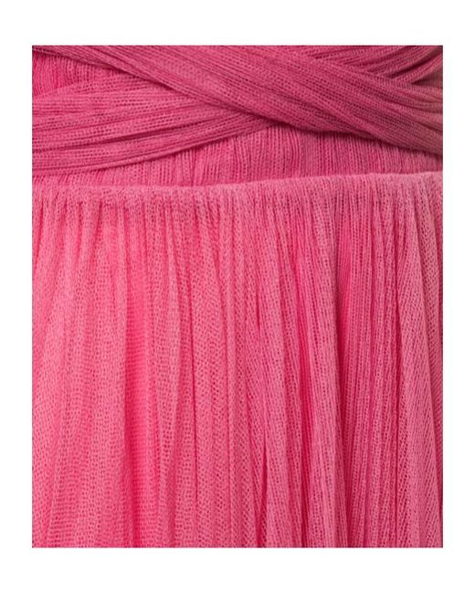 Maria Lucia Hohan Pink Pleated Tulle Midi Dress W/ Low Back