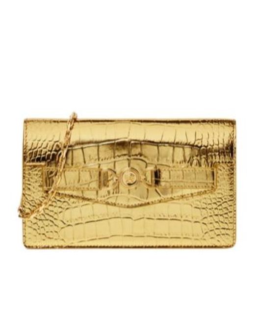 Versace Metallic Embossed Logo Plaque Chain-Linked Wallet