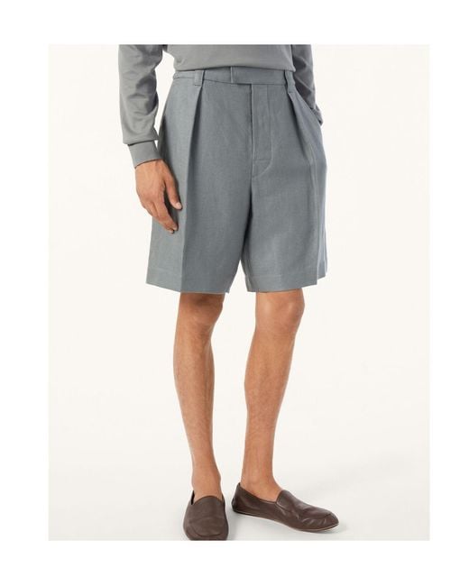 Loro Piana Gray Reinga Belt-Loop Shorts for men