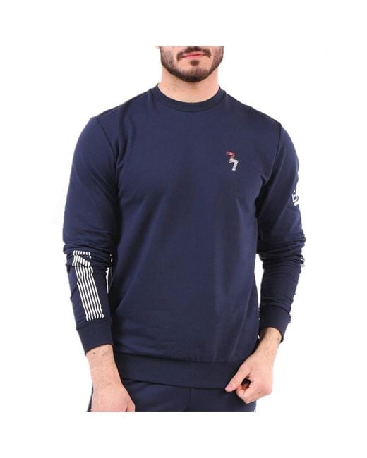 EA7 Blue Logo Pattern Sweater for men