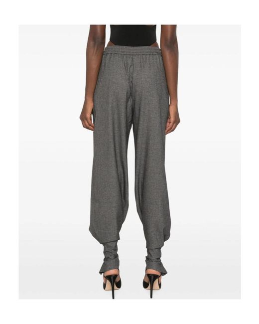 ANDAMANE Gray Buttoned-Cuff Elasticated-Waist Trousers