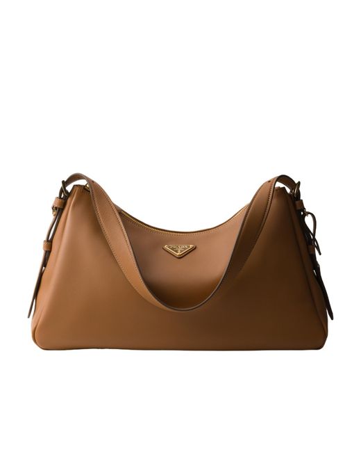 Prada Brown Aimèe Large Leather Shoulder Bag