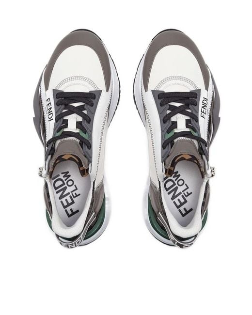 Fendi Gray Flow Ff Jacquard Sneakers for men