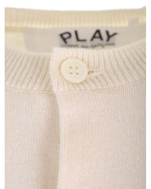 COMME DES GARÇONS PLAY White Comme Des Garçons Play Logo Patch Knitted Cardigan for men
