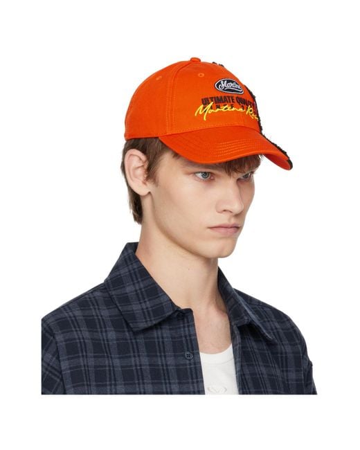 Martine Rose Blue Two-Tone Frayed-Edge Cap for men