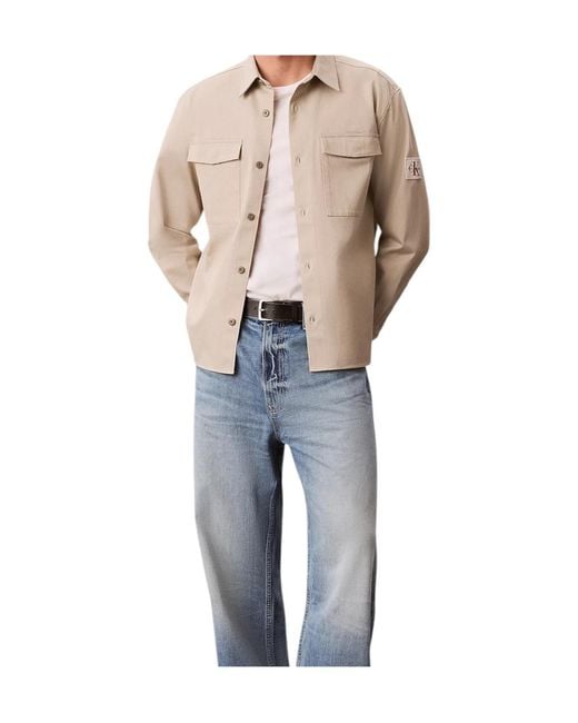 Calvin Klein Blue Cotton Twill Utility Overshirt for men