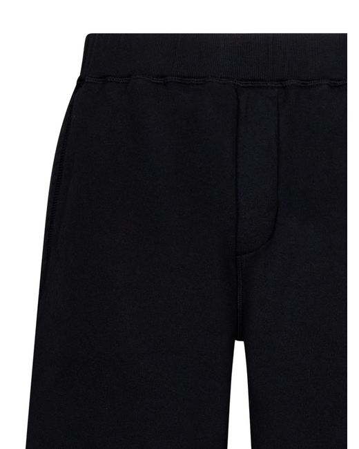 DSquared² Black Logo-Print Cotton Shorts for men