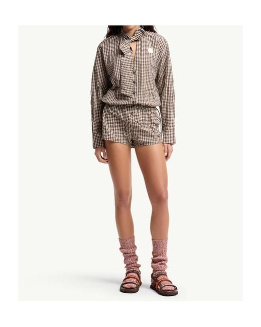 Moncler Multicolor Vichy Romper With Bow