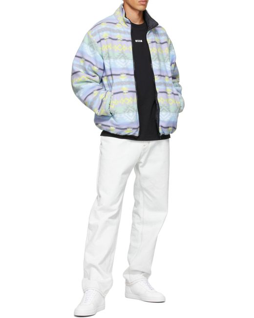 MSGM Blue Abstract Pattern Printed Jacket for men