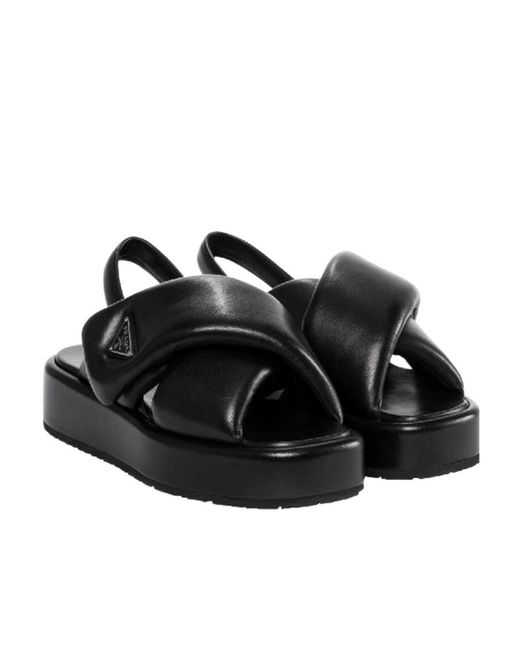 Prada Black Logo Sandals