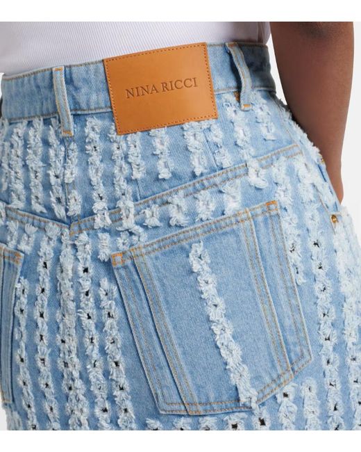 Nina Ricci Blue Striped Denim Pencil Skirt