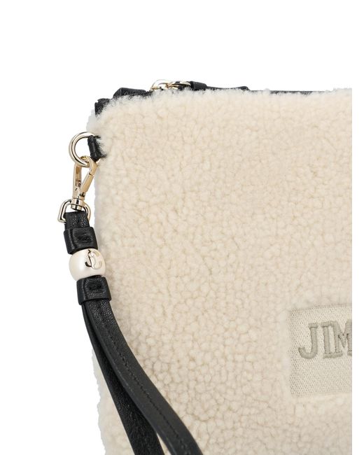 Jimmy Choo Natural Logo Embroidered Clutch Bag