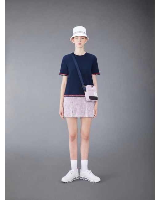 Thom Browne Blue Rwb-Stripe Crewneck T-Shirt