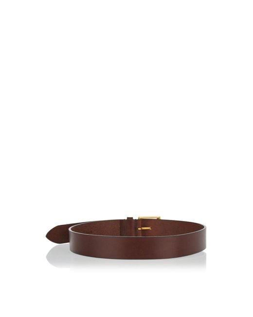 Saint Laurent Brown Leather Buckle Belt