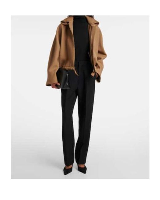 Victoria Beckham Black High-Rise Virgin Wool Straight Pants