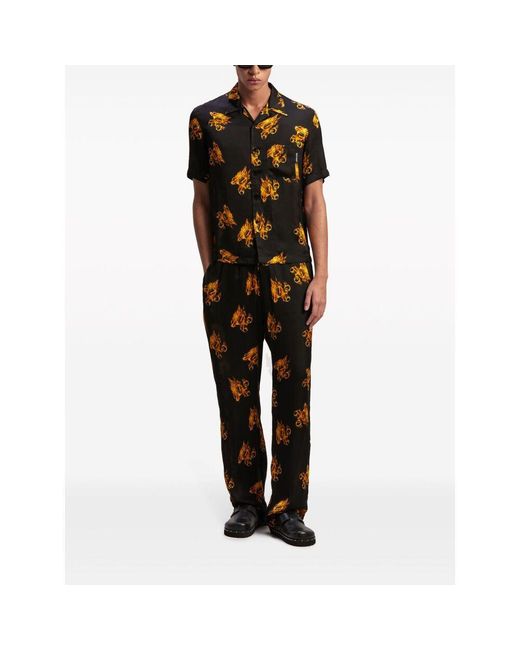 Palm Angels Black Burning Logo-Printed Drawstring Trousers for men