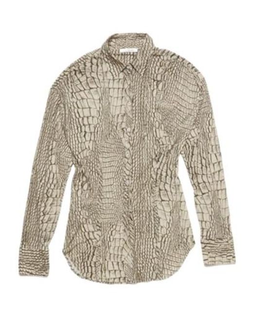 Acne White Button-Up Printed Shirt