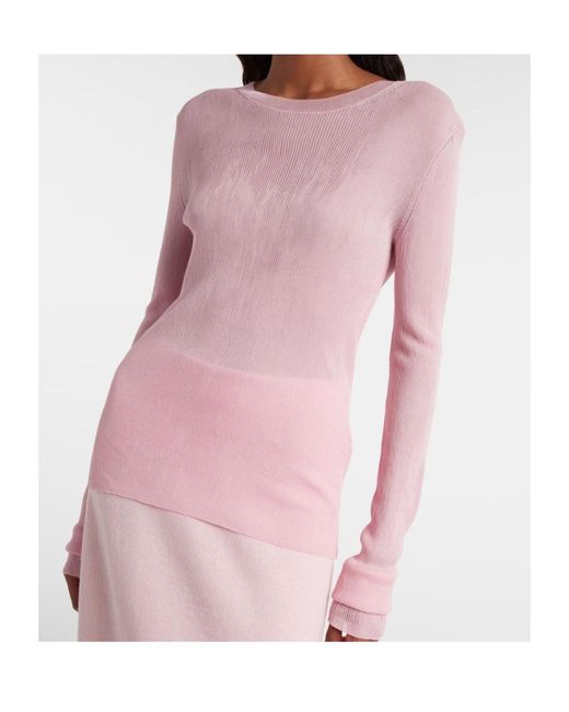 Khaite Pink Mosi Knitted Silk Top