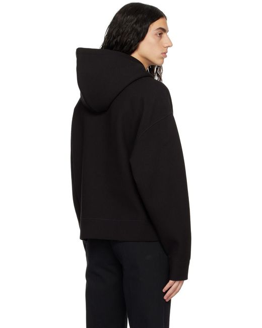 AMI Black Drop-Shoulder Drawstring Hoodie for men