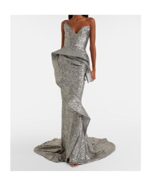 Maticevski Gray Glorious Sequined Gown