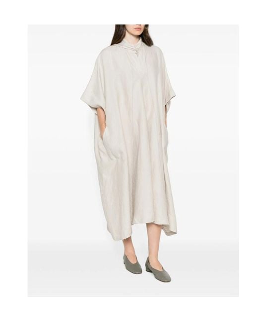Ziggy Chen White Panelled Short-Sleeve Midi Dress
